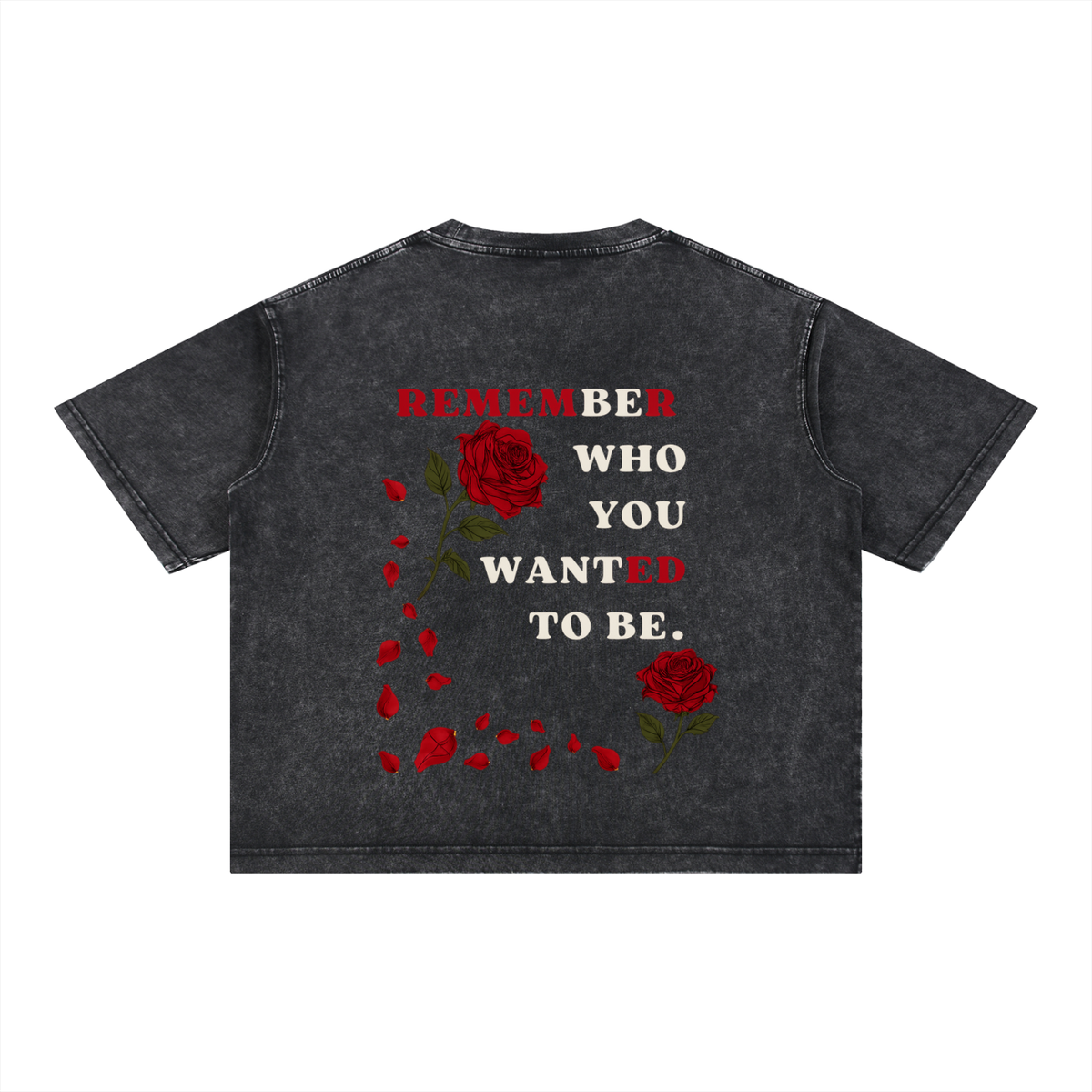 Mineral Wash Boxy Cotton T-Shirt in black, back view