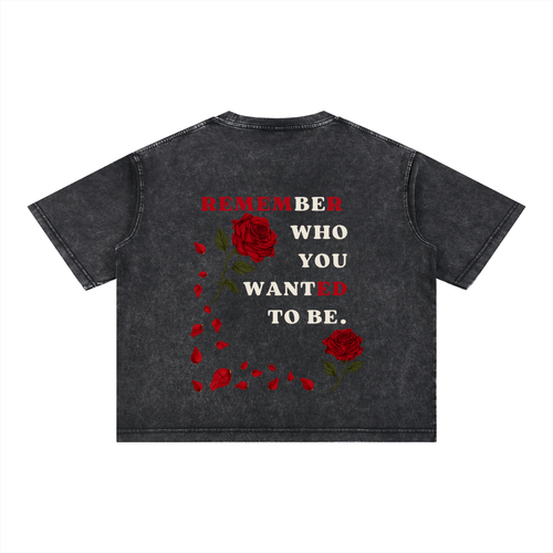 Mineral Wash Boxy Cotton T-Shirt in black, back view