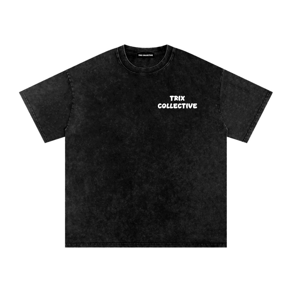 Snow Washed Oversized Cotton T-Shirt in black, front view