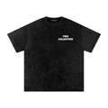 Snow Washed Oversized Cotton T-Shirt in black, front view