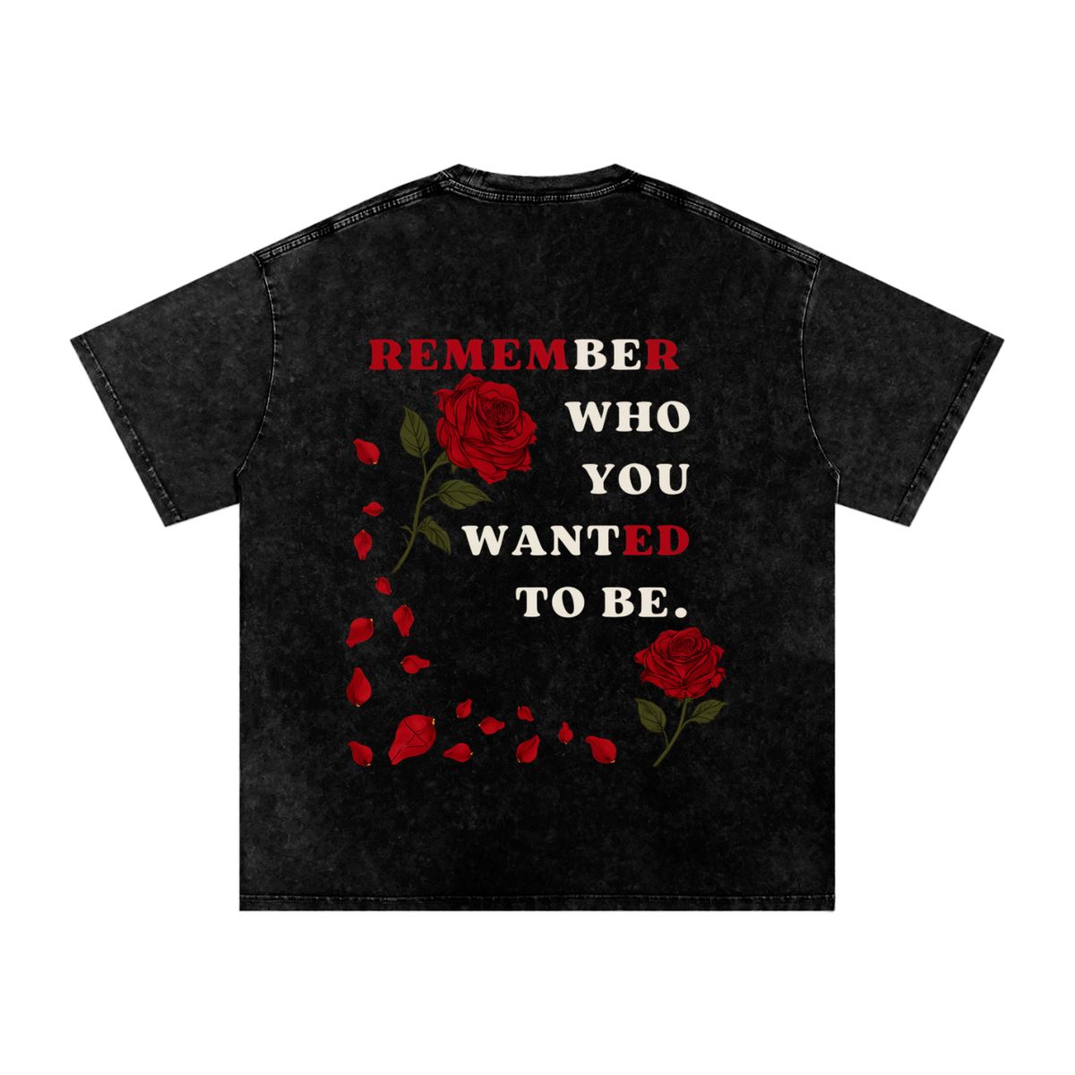 Snow Washed Oversized Cotton T-Shirt in black, back view